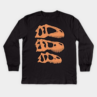 Giganotosaurus Tyrannosaurus Rex Allosaurus fossil skulls Kids Long Sleeve T-Shirt